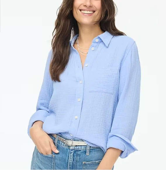 J. Crew Garcon Classic Double Gauze Green Long Sleeve - Picture 6 of 6